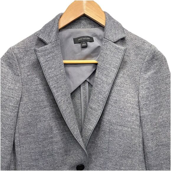 Ann Taylor The Hutton Blazer 0 Gray Wool Blend Washable One Button Tailored - Picture 3 of 8